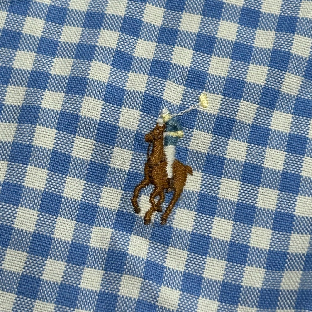 Polo Ralph Lauren Button Down Shirt 3XLT Blue Gingham Classic Fit Big and Tall - Picture 2 of 9